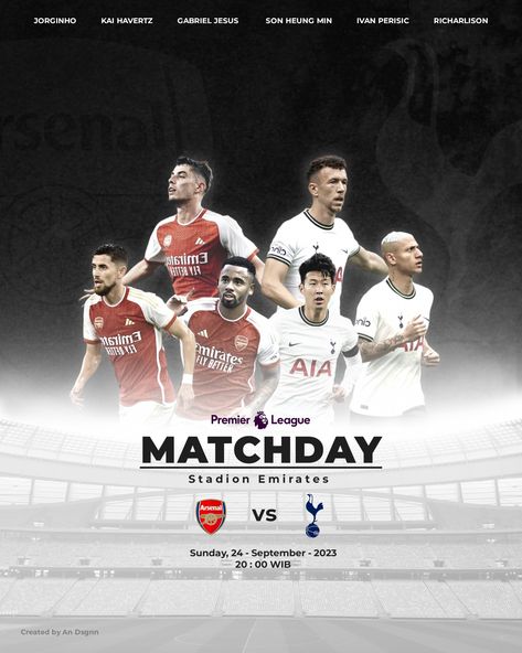 Football Vs Poster Design, Soccer Match Poster, Football Match Poster Design, Match Day Poster Design, Match Day Football Design, Matchday Design Football, Football Poster Ideas, Match Day Poster, Arsenal Vs Tottenham