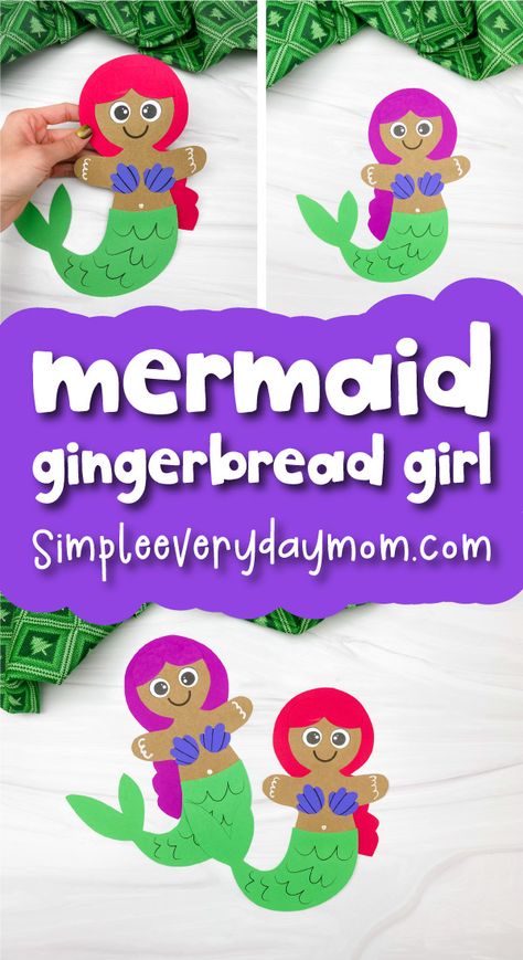 Kids will love getting creative with this fun mermaid gingerbread man craft! Download the free template and make it with preschool, kindergarten, and elementary children. It's a cute disguise a gingerbread man project that children can make at home or in the classroom or daycare! Gingerbread Man Kindergarten, Disguise A Gingerbread Man, Gingerbread Kindergarten, Gingerbread Man Craft, Gingerbread Man Crafts, Girl Craft, Gingerbread Man Activities, Dance Crafts, Kindergarten Projects