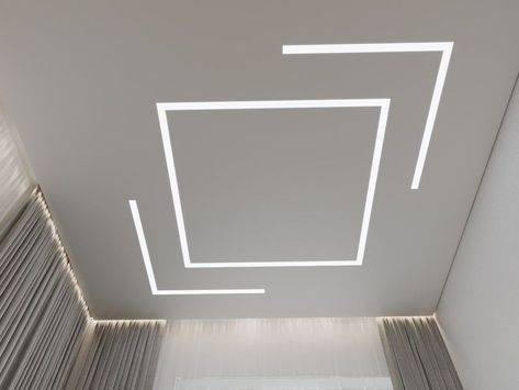 Pop False Ceiling Simple Design, Simple Bedroom False Ceiling Design, Profile Light Design Ideas, Siling Light Design Bedroom, Gypsum Ceiling Design Simple, False Ceiling Design Profile Light, Pop Siling Design, Ceiling Design Profile Light, Siling Design Ceilings