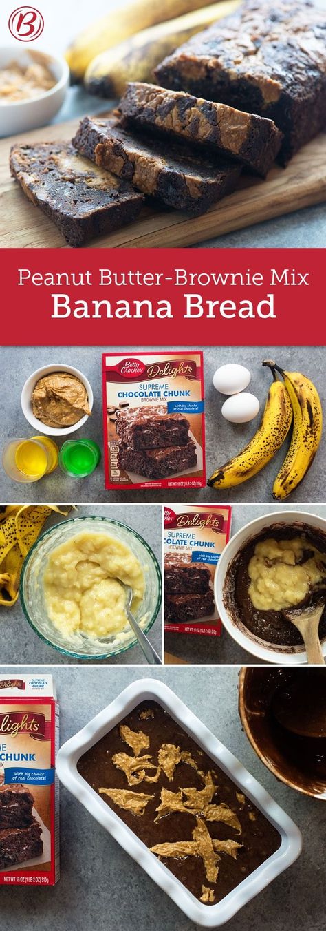 Simple Camping Food, Brownie Banana Bread, Simple Camping, Chocolate Chunk Brownies, Peanut Butter Brownie, Peanut Butter Banana Bread, Banana Brownies, Fudgy Brownie, Dessert Simple