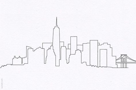 New York City Skyline Simple Drawing Nyc Drawing, Place Wallpaper, Drawing City, New York Drawing, City Outline, Skyline Drawing, New York Tattoo, Travel 2024, City Sketch