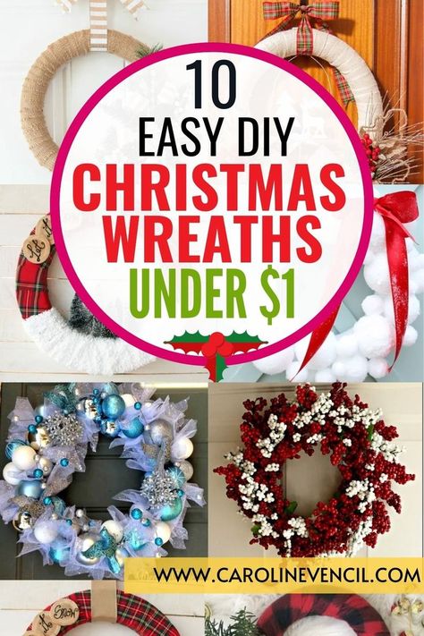 Love the holidays but hate spending a lot of money? Make one yourself with this easy tutorial that will show you how to make the best looking dollar store christmas diy wreaths. These are so simple and affordable, they're perfect for anyone who wants their home to have beautiful decorations on a budget! Happy crafting!! Ornament Wreath Diy Dollar Stores, Diy Dollar Store Christmas Wreath, Easy Christmas Wreaths Diy Dollar Stores, Homemade Xmas Wreaths, Easy Wreaths To Make Christmas, White Christmas Wreaths Diy, Diy Easy Christmas Wreath, Diy Christmas Wreath Dollar Tree, Easy Diy Christmas Wreaths