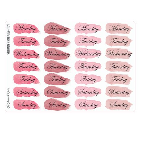 28 day of the week Stickers for use in your planner or journal. 4 weeks of stickers Happy Shopping Materials: waterproof premium matte sticker paper. Days Of The Week Planner Stickers, Artful Agenda, Days Of The Week Stickers, Date Stickers, Weekly Planner Free Printable, Monthly Stickers, Sticker Organization, Day Stickers, Bullet Planner