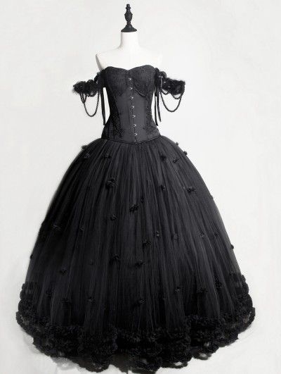 Corset Dress Long, Off The Shoulder Corset Dress, Gothic Corset Dresses, Gothic Prom Dress, Black Ball Gown, Dress Display, Prom Long, Prom Ball Gown, Goth Dress