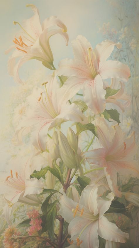 Decorate your iPhone and Android with the timeless beauty of lilies. These flowers, captured in a classic style, add a touch of refined grace and color to your day 🎨📱. Lily Wallpaper, Timeless Beauty, Wallpaper Backgrounds, Classic Style, Lily, Vase, Iphone, Flowers, Blue