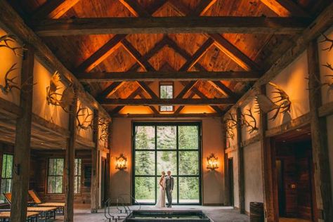 Taylor River Lodge | - Venue Report Indoor Outdoor Fireplaces, Private Flights, Nordic Skiing, Colorado Winter, Cabin Exterior, River Lodge, Colorado Wedding Venues, Camping Glamping, Event Center