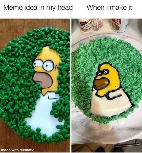 Follows You on Instagram: “This is so true 😂 Follow 👉 @memefudgel ‼️ Follow 👉 @memefudgel ‼️ Credit: u/saberlily9 #comedymemes #deepfriedmemes #memesdaily #meme…” Horrible Cakes, Cake Designs Funny, Silly Cakes, Weird Cakes, Homer Simpson Cake, Cakes That Look Like Food, Bolo Simpsons, Bolo Pikachu, Cursed Cakes