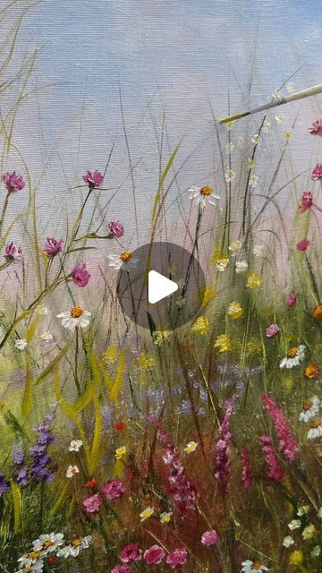 Tanja Frost Morozova on Instagram: "Have a happy monday 🍀  My new meadow flowers field 🤗  Oil painting on canvas, Available 🎁 link bio or dm  . . . #artreelsofinstagram #videoreel #artworkforsale #paintingforsale #artworkbyartist #kupit #meadowflowers #wildflorals #germanynature #swissnature #austrianature #beautifulflowerseveryday #etsyshopping @artfinder_com @balthasart @tricera_art  @tanja_frost_art #artfinder🔴 #artfinderartist @blockxcolours #bestgiftshop #floralpainting #processart #processreel" How To Paint A Meadow, Wildflower Painting Tutorial, Spring Painting Ideas Easy, Field Of Flowers Painting, Azaleas Landscaping, Flower Field Painting, Field Oil Painting, Meadow Art, Meadow Painting