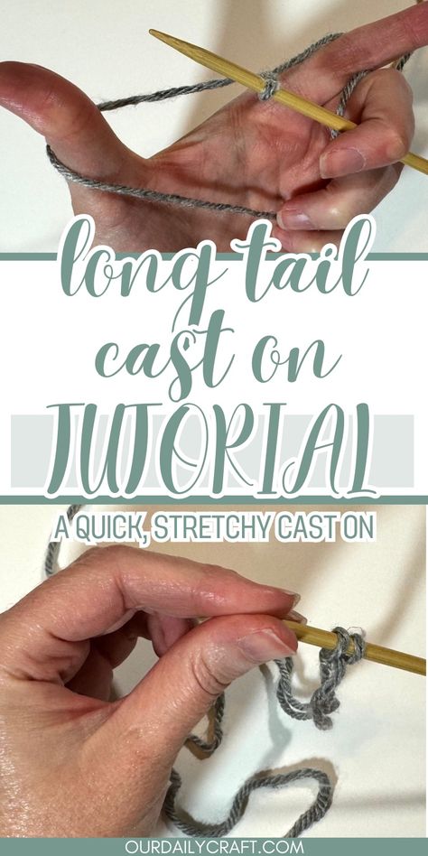 long tail cast on knitting tutorial Longtail Cast On Knitting, Casting On Knitting Easy, Long Tail Cast On Knitting, Knitting Easy, Casting On Knitting, Cast On Knitting, Daily Crafts, Casting On, How To Knit