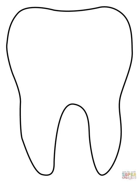 Tooth Picture Printable, Tooth Doodle Art, Tooth Outline Printable, Teeth Template Free Printable, Tooth Printable Templates, Tooth Coloring Page, Tooth Drawing Simple, How To Draw A Tooth Step By Step, How To Draw A Tooth