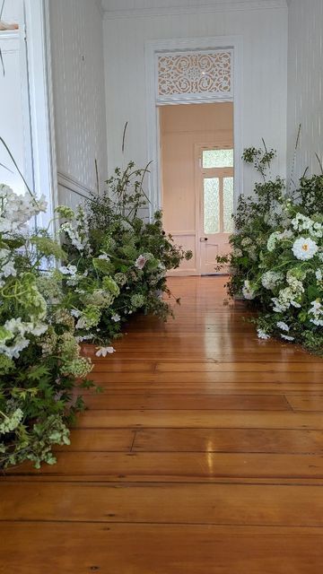 Aurora Floral Studio | BRISBANE WEDDING & EVENT FLORIST on Instagram: "Today's entryway for Sophie and Andrew 🕊️ This dreamy reception was held at Sophie's parents house. All of the furniture was removed and we created the most beautiful overgrown gardens throughout the house. Styled (and catered) to perfection by @houseofharveyco" Brisbane Wedding, Floral Studio, Wedding Event, House Inspiration, Spring Wedding, Bananas, Event Design, Brisbane, Wedding Inspo