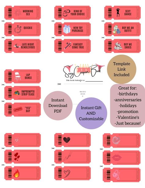 Home Made Coupons, Printable Coupons Template, Coupon Books For Boyfriend, Coupon Book Diy, Birthday Couple, Date Night Games, Boss Queen, Romantic Games, Christmas Coupons