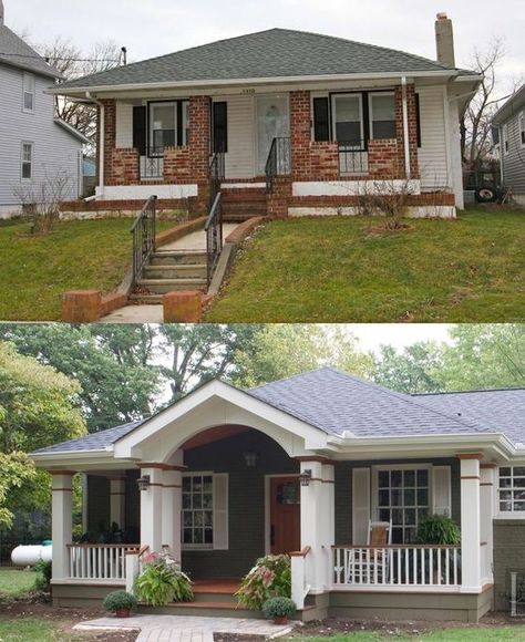 Before and After: 4 Top Tips To Give Your Home a Face Lift | L'Essenziale House Before And After, House Makeovers, Exterior House Remodel, Porch Addition, Plans Architecture, A Small House, Home Exterior Makeover, Exterior Renovation, Casas Coloniales