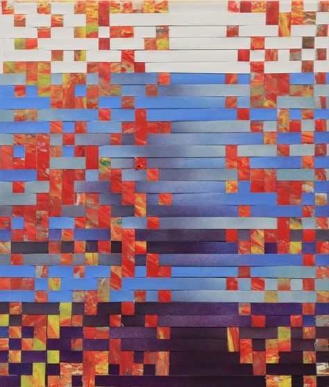 Weaving Collage, Woven Painting, Woven Collage, Color Design Art, Weaving Paper, Experimental Painting, Painting Stuff, Collage Art Projects, Art Appliqué