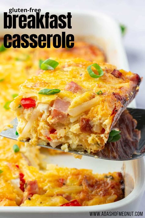 Looking for a delicious breakfast recipe that's perfect for feeding a crowd? Try this mouth-watering gluten-free breakfast casserole recipe! Packed with your favorite breakfast ingredients like ham, fluffy eggs, and gooey cheese, this casserole is sure to please everyone at the table. Whether you're hosting a brunch or meal prepping for the week, this breakfast casserole is easy to make ahead! #glutenfree #recipe Denver Omelet, Hashbrown Casserole Easy, Baked Breakfast Casserole, Baked Omelet, Soft Foods Diet, Baked Breakfast, Omelets Recipe, Brunch Casserole, Soft Foods