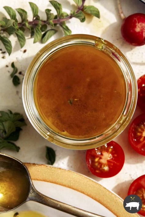 A simple, delicious and well-balanced recipe for Red Wine Vinaigrette! Our vinaigrette is so versatile; it's not only great on a variety of salads, but also makes a nice marinade for a number of proteins simple by scaling back the amount of oil. We promise you'll always want to have a bottle of this in your fridge at all times! #salad #easy #recipe #dressing #yummy #delicious Sandwich Oil Recipe, Refrigerator Staples, Salad Easy Recipe, Red Wine Vinaigrette, Salad Easy, Vinaigrette Recipes, Minced Onion, Chicken Marinades, Food Help