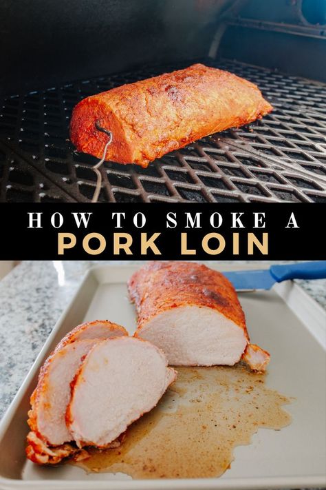 Juicy, flavorful and delicious! This simple and easy to follow smoked pork loin recipe is going to become a new favorite instantly! A great smoker recipe for beginners and seasoned smokers! Smoked Pork Loin Recipes, Smoked Pork Recipes, Easy Smoker Recipes, Grilled Pork Loin, Pork Loin Recipe, Smoked Pork Loin, Grilled Recipes, Pork Loin Recipes, Pellet Grill Recipes