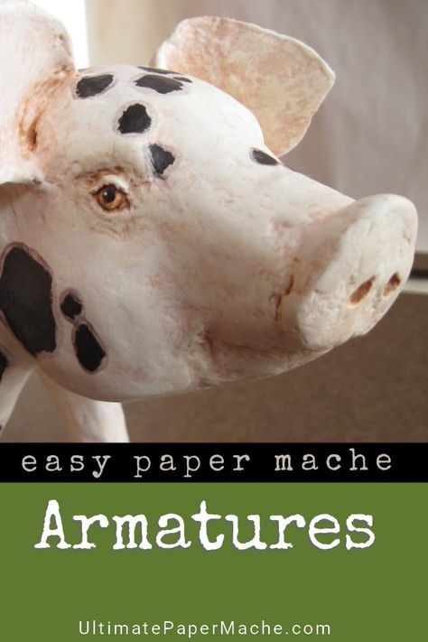 Paper Mache Animals - How to Create Easy Armature Patterns Paper Mache Crafts Diy, Paper Clay Projects, Sculpting Animals, Easy Paper Mache, Papier Mache Art, Papier Mache Sculpture, Make Your Own Patterns, Paper Mache Recipe, Paper Mache Projects