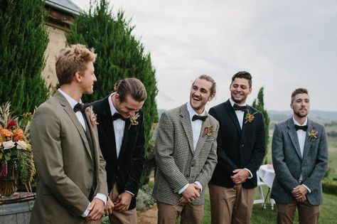 Mens Mismatched Suits Wedding, Mismatched Suit, Mixed Matched Groomsmen, Mismatched Suits Wedding, Mismatch Groomsmen Attire, Mix Match Groomsmen Suits, Olive Green Bridal Party Groomsmen, Groomsmen Mismatched, Mismatched Groomsmen Suits