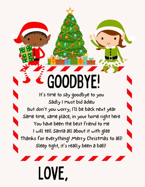 Elf On The Shelf Goodbye, Letter Free Printable, Elf On Shelf Letter, Filofax Printables, Elf Goodbye, Goodbye Note, Elf Stuff, Elf Goodbye Letter, Easy Elf On The Shelf