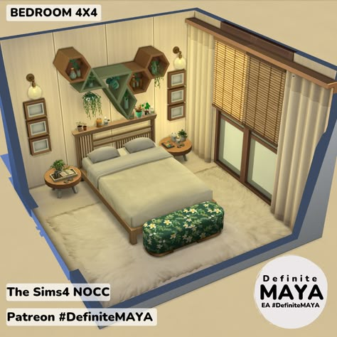 Bedroom 4x4, Sims Design, Sims Rooms, Sims 4 Bedroom, Casas The Sims 4, Sims House Design, African American Dolls, Minecraft Building, Sims 4 Build