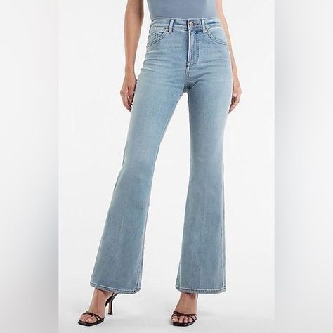 Express Jeans High Waisted Flare Jeans, Vintage Denim Jeans, Cropped Wide Leg Jeans, Low Rise Flare Jeans, Studded Denim, Fall Winter Wardrobe, Embellished Jeans, High Waisted Flares, Curvy Jeans