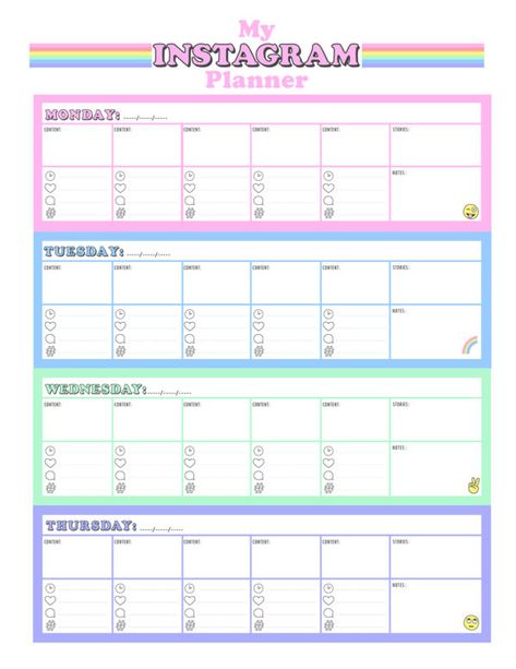 Free Printable Instagram Planner - Studio DIY Business Planner Printables, Social Media Planner Template, Yoga Spaces, Free Calendars, Social Media Content Planner, Business Printables, Instagram Planner, Social Media Content Calendar, Budget Planner Printable