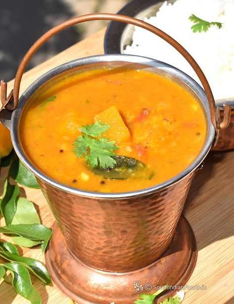 One pot Yellow pumpkin sambar Pumpkin Sambar, Yellow Pumpkin, Indian Recipes, One Pot, Indian Food Recipes, Yellow, Quick Saves