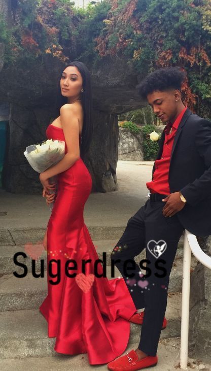 Red Prom Couple, Red Prom Suit, Red Long Prom Dress, Prom Outfits For Guys, Prom Goals, Prom Couples, Prom Girl Dresses, Prom Dresses 2019, Prom Suits