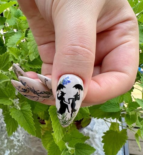 “Always throw spilled salt over your left shoulder, keep rosemary by your garden gate, plant lavender for luck, and fall in love whenever… | Instagram Practical Magic Nail Art, Practical Magic Inspired Nails, Practical Magic Nails, Plant Lavender, Witchy Nails, Halloween Things, Magic Nails, Inspired Nails, Really Cute Nails