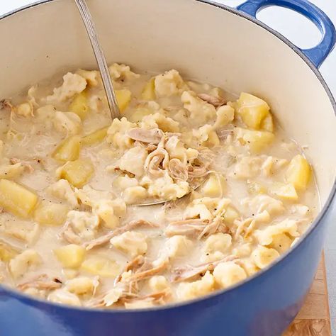 Knoephla (Dakota Chicken-and-Dumpling) Soup | Cook's Country Knoephla Soup Recipe, Knoephla Soup, Chicken And Pastry, Cooks Country, Cooks Country Recipes, Pastry Cook, State Foods, Dumplings For Soup, America's Test Kitchen Recipes