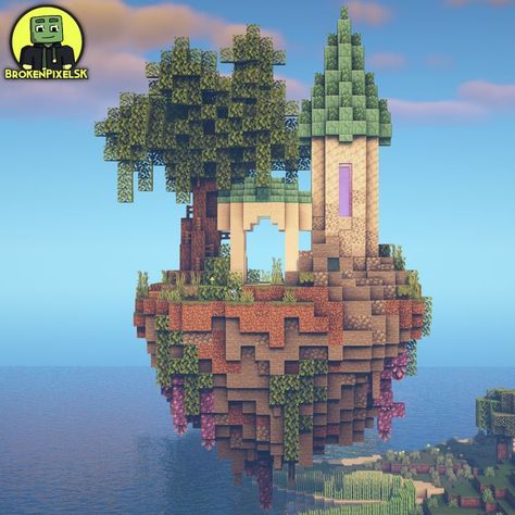 Floating Island Temple in Minecraft Minecraft Temple, Minecraft Kingdom, Minecraft Structures, Minecraft House Plans, Minecraft Cottage, Easy Minecraft Houses, Minecraft Castle, Floating Island, Cute Minecraft Houses