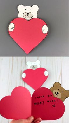 Card Making For Kids, Card Making Kids, February Crafts, Easy Valentine Crafts, Birthday Card Craft, Valentine Cards Handmade, Seni Dan Kraf, Valentine Crafts For Kids, Hand Crafts For Kids