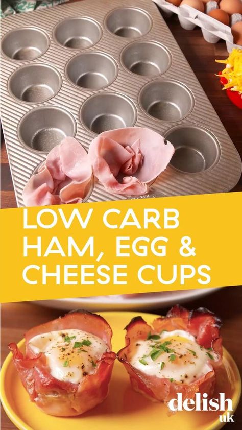 Ham Egg And Cheese Cups, Egg And Cheese Cups, Cheese Cups, Decorações Com Comidas, Egg Cheese, Egg And Cheese, Ham Cheese, Keto Recipes Dinner, Muffin Tins