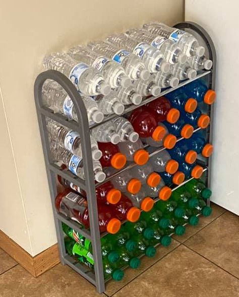 Great Idea for organzing drinks, shoe rack from dollar general. Not my idea, but thought it was Pin worthy Shoe Rack Ideas, Shoe Rack For Small Spaces, Drink Storage, Desain Pantry, House Organisation, Kitchen Organization Pantry, Kitchen Organization Diy, Organizing Hacks, Home Organisation