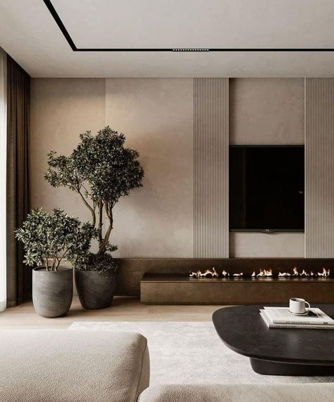 Modern Organic Family Room, Modern Luxury Living Room Interior Design, Minimalist Modern Living Room Ideas, Modern Japandi Living Room, Tiled Living Room, Japandi House Design, Japandi Interiors Living Room, Majles Design, Modern Sitting Room