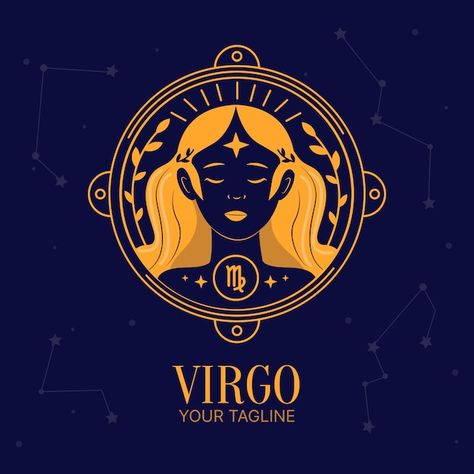 Virgo logo | Premium Vector #Freepik #vector #girl-logo #logo-templates #flat-logo #zodiac Virgo Logo, Gm Logo, About Virgo, Vector Girl, Flat Logo, Gaming Logo, Air Jordan 1 Low, Jordan 1 Low, Logo Templates