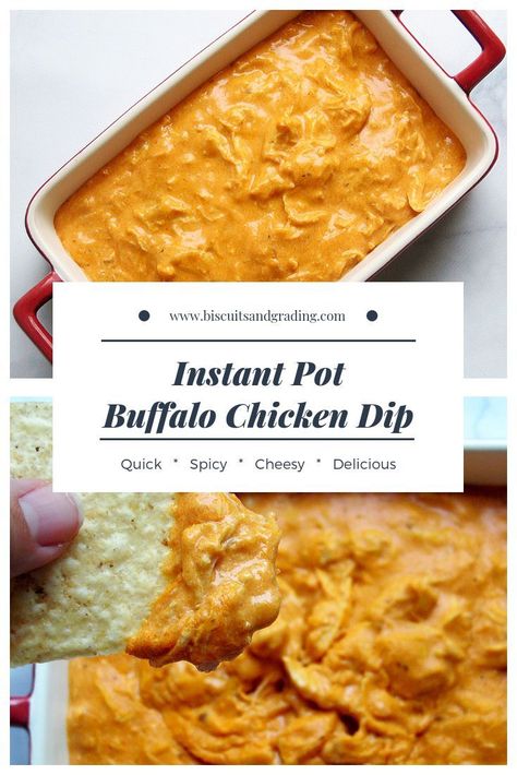 This spicy, cheesy Buffalo Chicken dip will be a crowd pleaser for sure! It comes together quickly and easily, and can be made ahead of time. Plus it's all done in the Instant Pot - one pot success!  #instantpot #yum #foodblog Quick Buffalo Chicken, Instant Pot Buffalo Chicken, Cheese Curd, Chips Dip, Cheesecake Dip, Quick And Easy Appetizers, Chicken Dips, Chicken Dip, Buffalo Chicken Dip