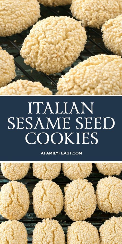 Italian Sesame Seed Cookies are the perfect sweet treat to serve with a cup of coffee or espresso. Italian Sesame Seed Cookies, Sesame Seed Cookies, Sesame Seeds Recipes, Cookies Italian, Seed Cookies, Sesame Cookies, Italian Cookie, Italian Christmas Cookies, Italian Cookie Recipes