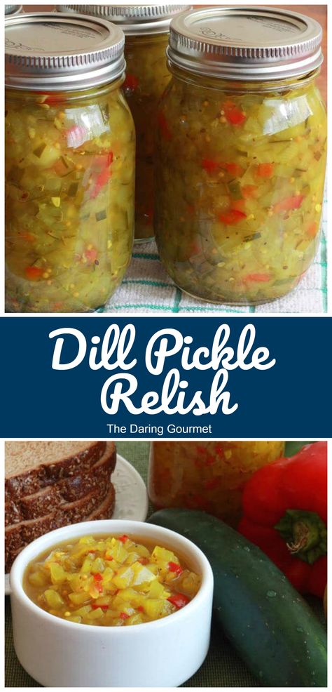 Canned Dill Relish Recipe, Single Jar Pickle Recipe, Canned Dill Pickle Relish, Homemade Dill Relish From Cucumbers, Canning Pickles For Beginners, Sweet Pickle Relish Canning Recipes, Canning Sweet Pickle Relish, Canning Pickle Relish Recipe, Dill Pickle Relish Recipe Canning