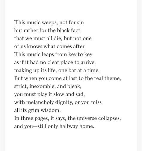 “J. S. Bach: F# Minor Toccata” by Bill Holm. From Playing the Black Piano (Milkweed Editions, 2004). https://poets.org/poem/j-s-bach-f-minor-toccata Poem About Music, Poems About Music, Black Fact, Old Pianos, Black Piano, Piano Man, Mental Health Care, Edgy Makeup, Poetry Words