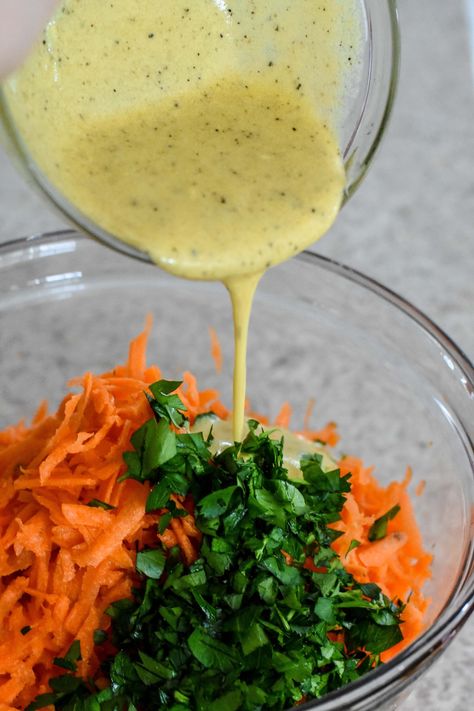 French-style Grated Carrot Salad - Pardon Your French Polish Carrot Salad, Carrots Salad Recipes, Shaved Carrot Salad, Shredded Carrot Salad, Grated Carrot Salad, Carrot Recipes Side Dishes, Carrot Salad Recipes, Carrot Slaw, Simple Dressing