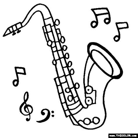 Tenor-Saxophone Coloring Page | Color Saxophone Saxophone Art, Tenor Sax, Arte Robot, Tenor Saxophone, Online Coloring Pages, Music Images, Music Design, Hippie Art, Artist Style