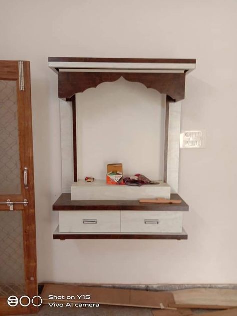 Wall Temple Design For Home, Simple Mandir Design, Pallet Furniture Outdoor Couch, Pooja Stand, File Shelf, Bad Room Design, Pooja Door, Stylish Room Decor, Double Bed Designs