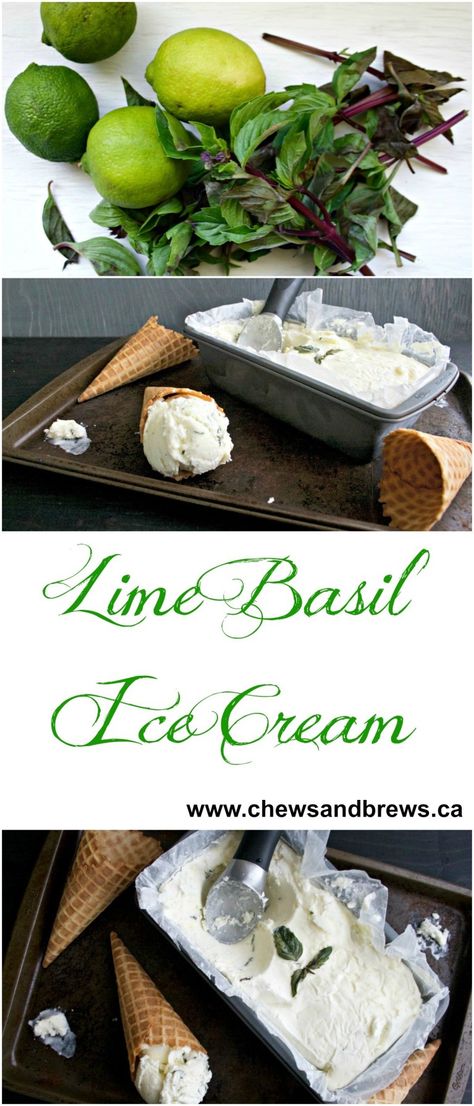 Basil Ice Cream, Snow Ice Cream, Churn Ice Cream, Lime Basil, Cold Treats, No Churn Ice Cream, Ice Cream Popsicles, Popsicle Recipes, Make Ice Cream