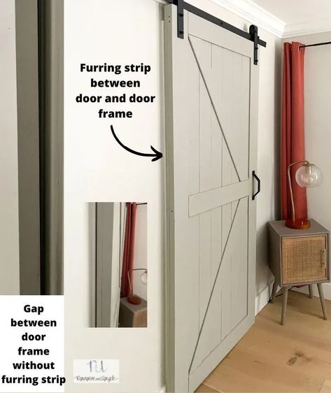 how to add privacy to sliding barn door to bathroom. Discover clever sliding barn door privacy tips to add a touch of rustic charm to your space while maintaining functionality and privacy. From choosing the right hardware to selecting the perfect style, find inspiration for creating a cozy and stylish environment with sliding barn doors." Bedroom Sliding Barn Door, Bathrooms With Sliding Doors, Locks For Sliding Barn Doors, Sliding Door For Small Bathroom, Interior Door To Barn Door, Barn Door Locks Bathroom, Barn Door Privacy Sweep, Barn Door Privacy Gap, Hollow Core Door To Barn Door