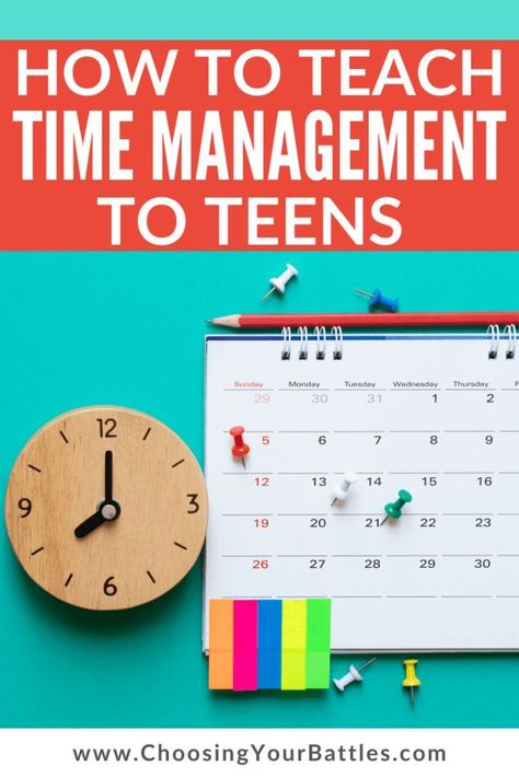 High school and middle school students have so many demands on their time! Help them learn effective time management strategies with these 24 tips. These ideas are great for kids with ADHD, too! #parenting  #executivefunctioning #lifeskills #choosingyourbattles Teaching Time Management, Time Management Activities, Choose Your Battles, Studying Tips, Time Management Tools, Mommy Tips, Teaching Time, Time Management Strategies, Effective Time Management