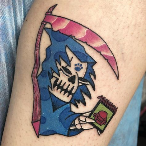 🐊 Crocodile Jackson 🐊 on Instagram: “🐾 Blue skidoo, we can too! 🐾  Here’s a blues clues reaper I got to do a bit ago!  Thanks for being so rad @erikaaa_rico !  #mister56” Blues Clues Tattoo, Crocodile Jackson, Blues Clues, Clue, Design Inspo, Tattoo Design, Geometric Tattoo, Tattoo Designs, Tattoos