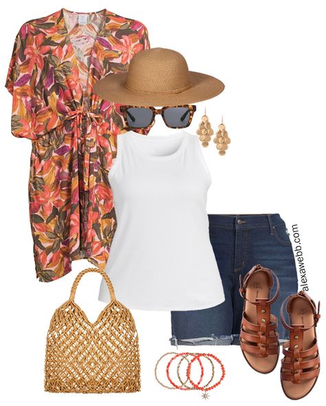 Plus Size Vacation Outfits with Walmart - Alexa Webb Summer Cruise Outfits Plus Size, Plus Size Resort Wear Outfits, Plus Size Vacation Outfits, Beach Outfits Women Plus Size, Outfit For Beach, Martha Vineyard, Casual Dinner Outfit Summer, Plus Size Beach Wear, Plus Size Vacation