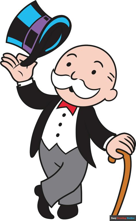 Monopoly Man Drawing, New Drawing Ideas, Darth Vader Comic, Monopoly Man, Easy Drawing Guides, Drawing Steps, Avengers Cartoon, Man Drawing, Monopoly Money